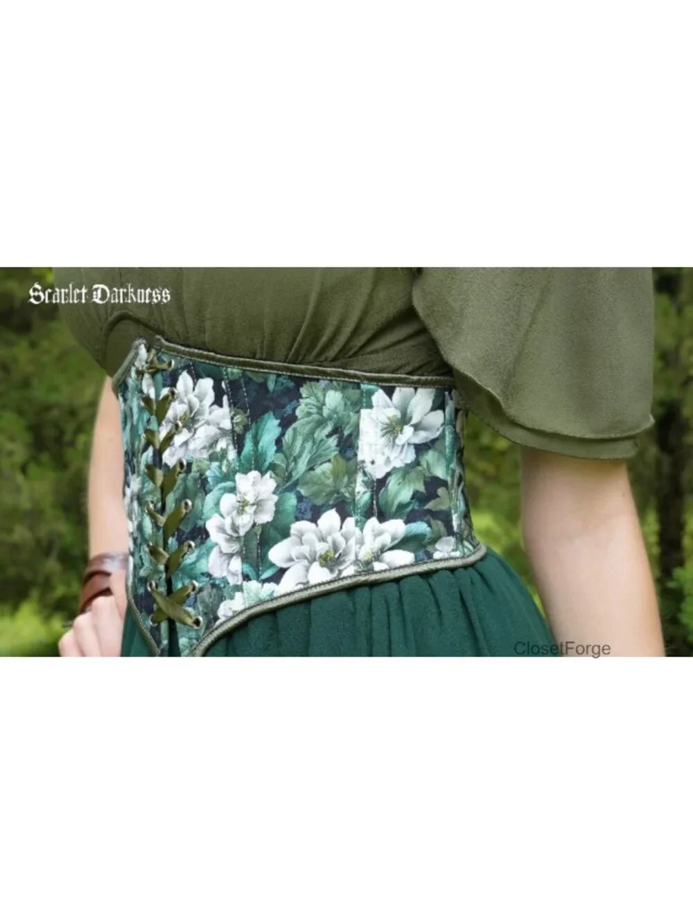 Floral Lace Up Underbust Corset Belt Women Back Zip Renaissance